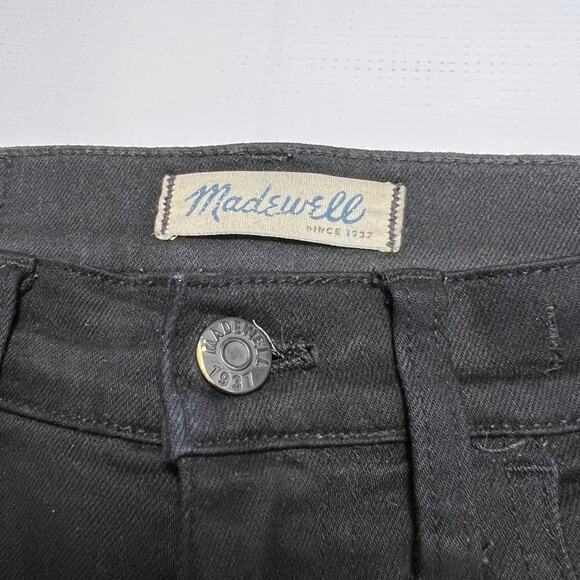 Madewell 10” High Riser Skinny Jeans SIZE 26 Black Distressed Raw Hem - Picture 3 of 10